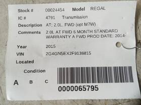 400-04791 Buick Automatic Transmission 2.0l Fwd Opt M7w Fits 14-17 Regal 288734