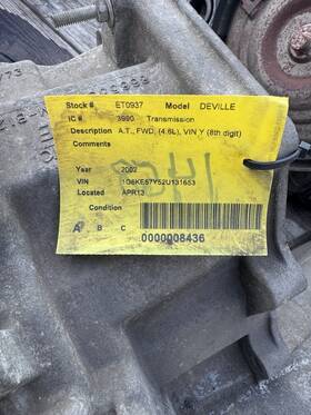 400-03990 Cadillac 02 Automatic Transmission Gearbox 4.6l Fwd Vin Y 8th Digit 2002 Deville