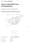 2020-22 Subaru Outback Transmission Cvt. Fixed Price $4300.00.
