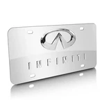 Infiniti Dual 3D Heavy Metal Chrome Logo On Stainless Steel License Plate. Fixed Price $59.99.
