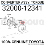 3200012341 Genuine Toyota Converter Assy, Torque 32000-12341. Fixed Price $900.60.