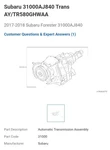 Subaru Transmission 2017- 2018 Forester Awd. Fixed Price $4300.00.